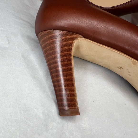 Cole Haan Soft Comfort Leather Chestnut Shoes Carma Size 9 Kitten Heel Open Toe - Picture 5 of 10